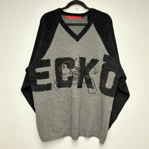 VTG Y2K Ecko Unltd Wool Blend Embroidered Urban Streetwear Mens Sweater Sz XXL - Picture 1 of 7